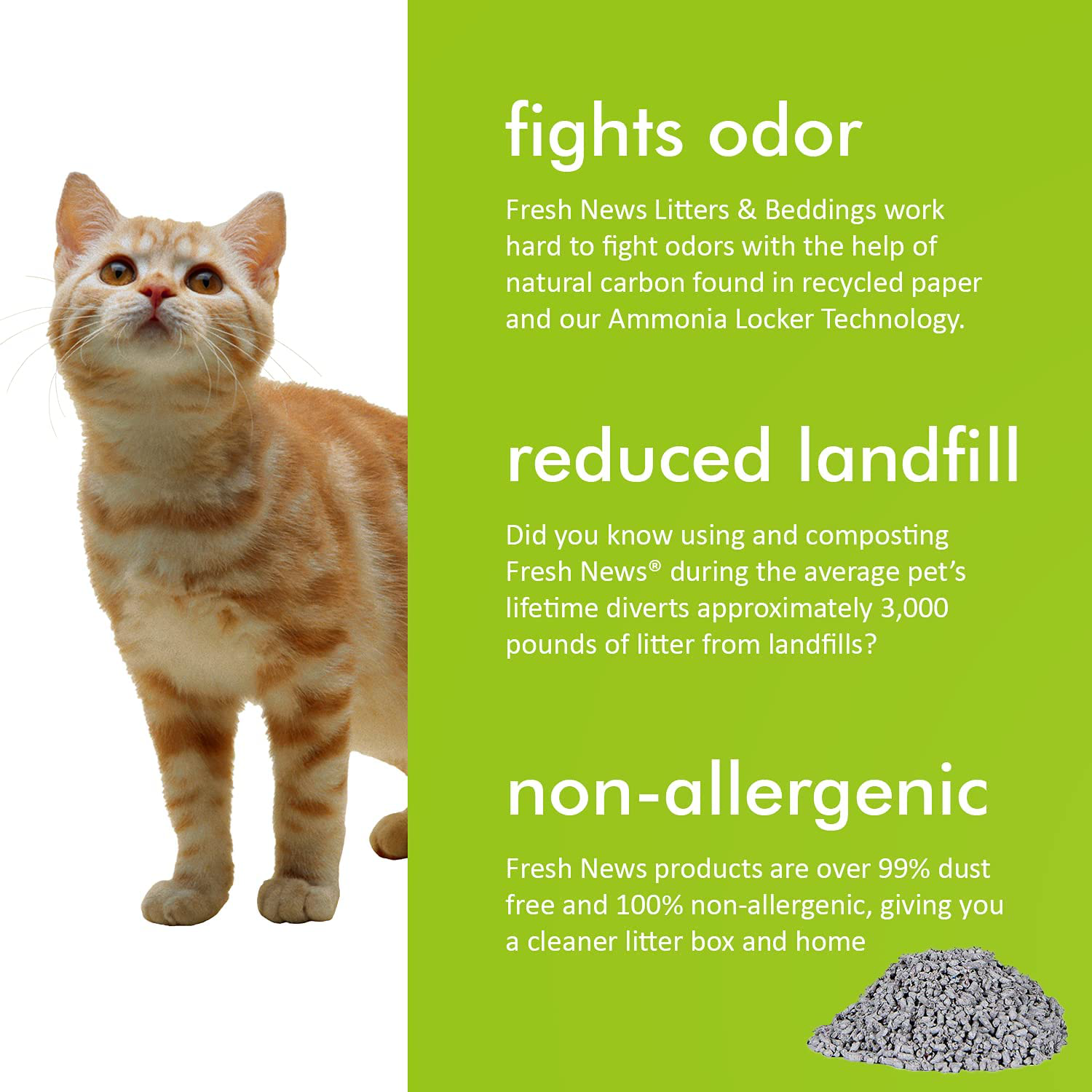 Fresh News Recycled Paper, Original Pellets Small Animal Litter, 10 Liters Animals & Pet Supplies > Pet Supplies > Small Animal Supplies > Small Animal Bedding Fresh News Paper Cat Litter   