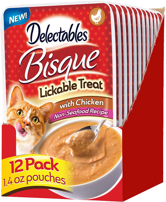 Hartz Delectables Non-Seafood Bisque Lickable Wet Cat Treats for Adult & Senior Cats, 12 Count Multiple Flavors Animals & Pet Supplies > Pet Supplies > Cat Supplies > Cat Treats Hartz Chicken 1.4 Ounce (Pack of 12) 