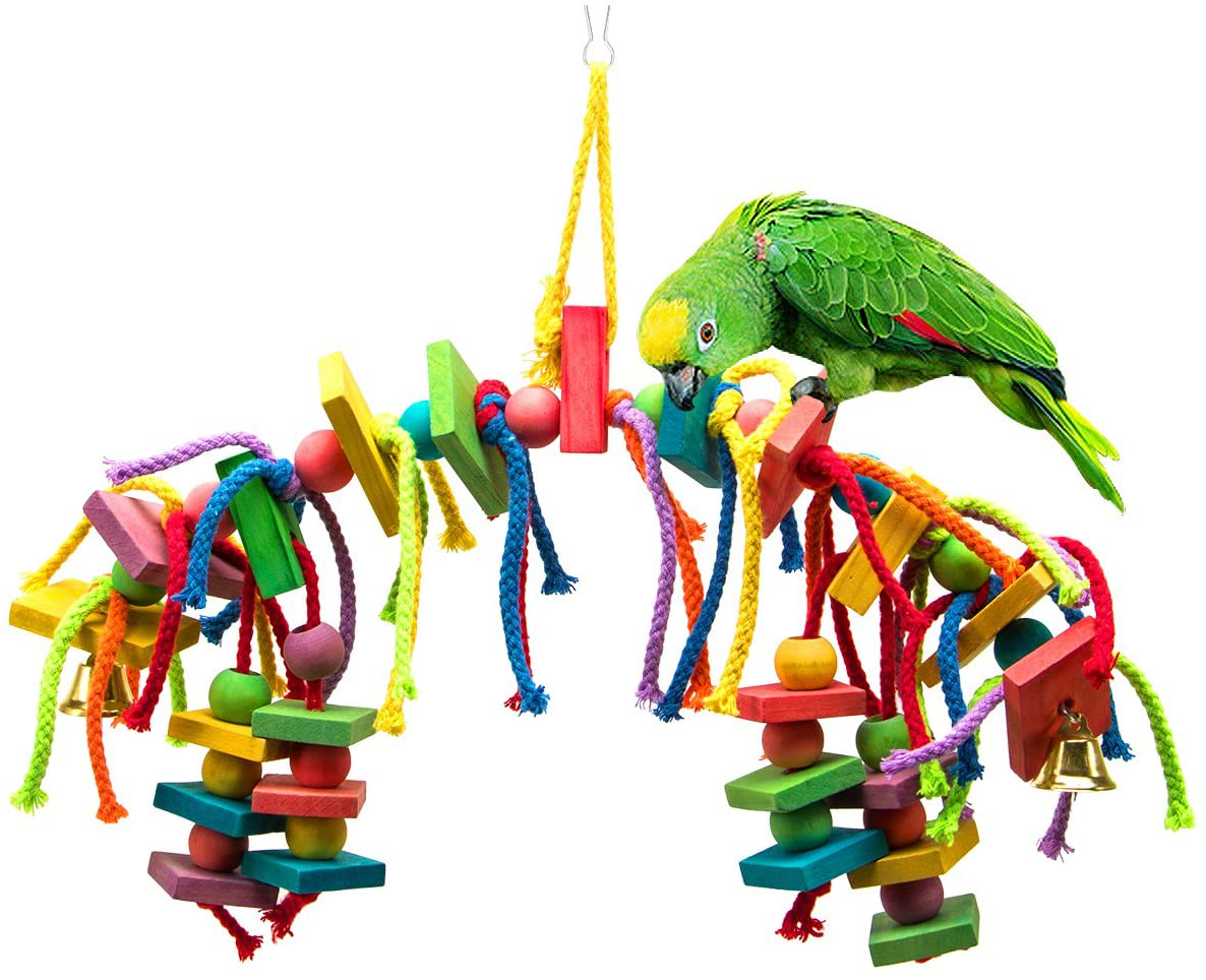 MEWTOGO Wooden Block Bird Parrot Toys for Small and Medium Parrots and Birds