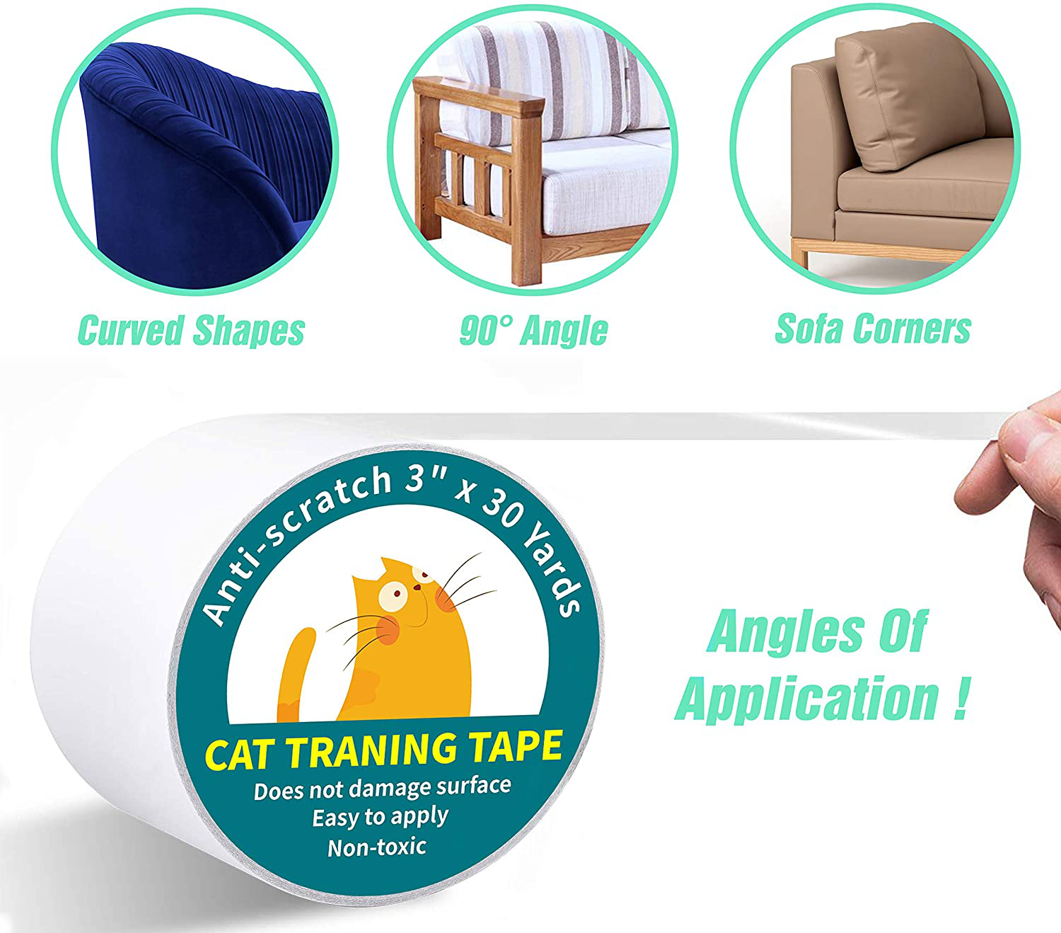 Karaseno anti Cat Scratch Tape, 3 Inches X 30 Yards Cat Training Tape, 100% Transparent Clear Double Sided Cat Scratch Deterrent Tape, Furniture Protector for Couch, Carpet, Doors, Pet & Kid Safe Animals & Pet Supplies > Pet Supplies > Cat Supplies > Cat Furniture Karaseno   