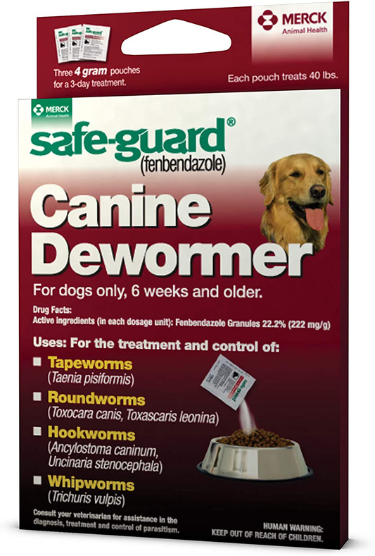 Safe-Guard (Fenbendazole) Canine Dewormer for Dogs, 4Gm Pouch (Ea. Pouch Treats 40Lbs.) Animals & Pet Supplies > Pet Supplies > Small Animal Supplies > Small Animal Treats SAFE-GUARD   