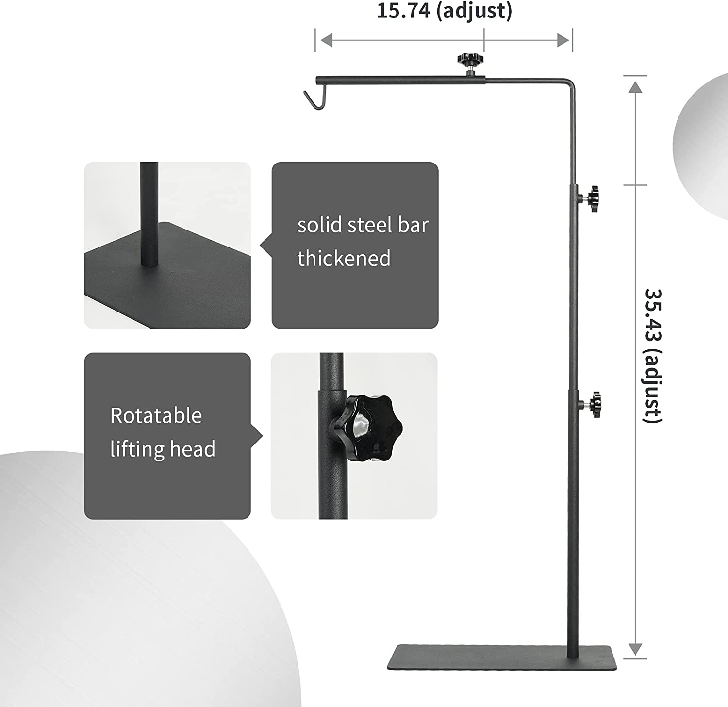 BETAZOOER Reptile Lamp Stand Adjustable 15-35.5 in Floor Light Holder Stand Landing Lamp Stand Bracket Metal Lamp Support for Reptile Glass Terrarium Heating Light Animals & Pet Supplies > Pet Supplies > Reptile & Amphibian Supplies > Reptile & Amphibian Habitat Heating & Lighting BETAZOOER   