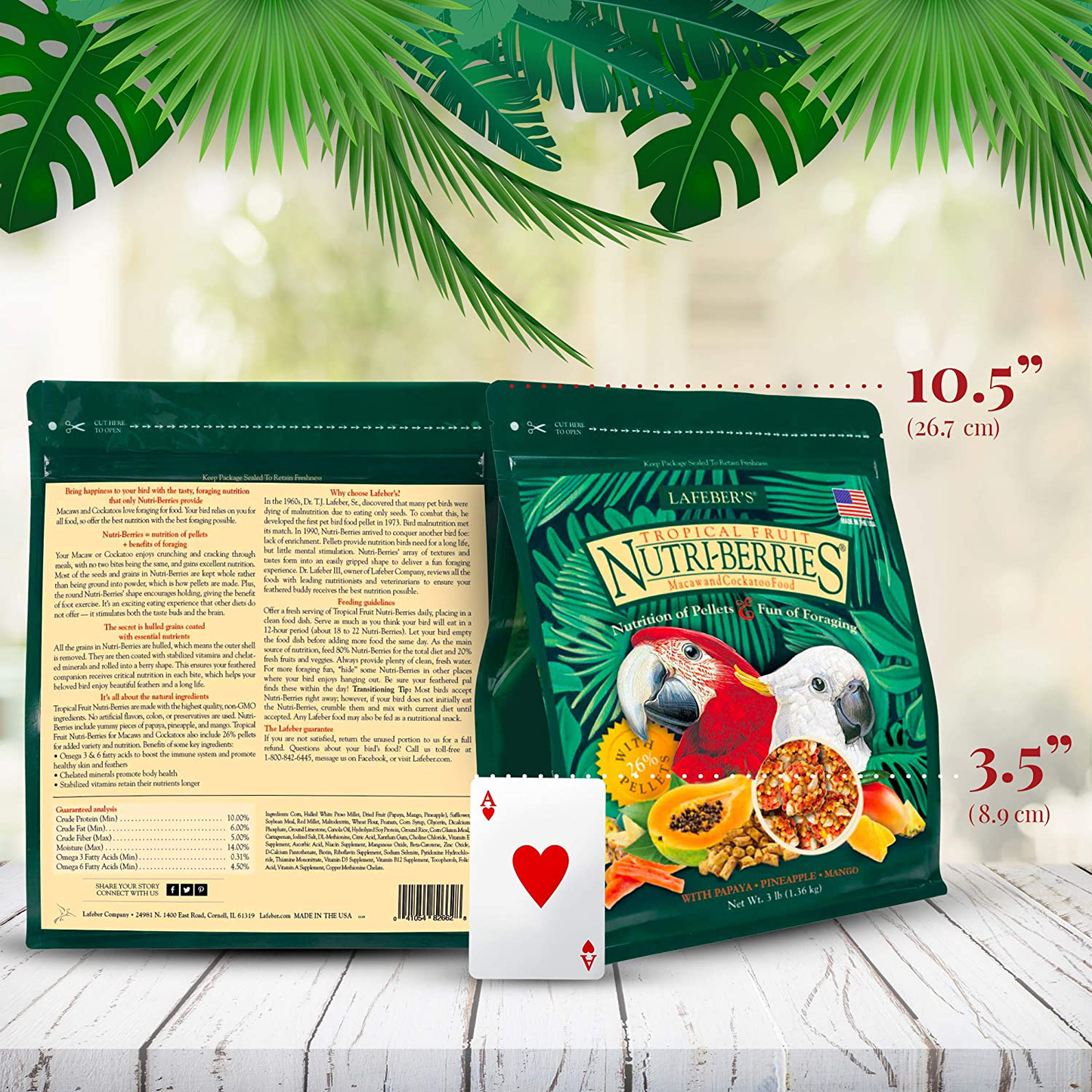 Lafeber Tropical Fruit Nutri-Berries Pet Bird Food, Made with Non-Gmo and Human-Grade Ingredients, for Macaws and Cockatoos, 3 Lb Animals & Pet Supplies > Pet Supplies > Bird Supplies > Bird Treats LAFEBER'S   