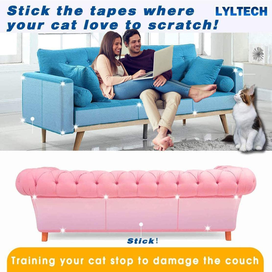 N/W Cat Couch Protector,10 Pack Cat Scratch Deterrent for Furniture,Double-Sided Clear Trainging Tape, 6-Pack XL17’’L 12’’W+4-Pack L 18’’L 6”W for Protect the Couch Door Walls. Animals & Pet Supplies > Pet Supplies > Cat Supplies > Cat Furniture N/W   