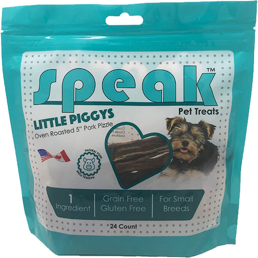 Speak Dog Treats Little Piggys, Natural Gluten and Grain Free Low Calorie 5 Inch Pork Chews for Small Breeds, Perfect Alternative for Rawhide, 24 Count Animals & Pet Supplies > Pet Supplies > Small Animal Supplies > Small Animal Treats Speak Pet Products   
