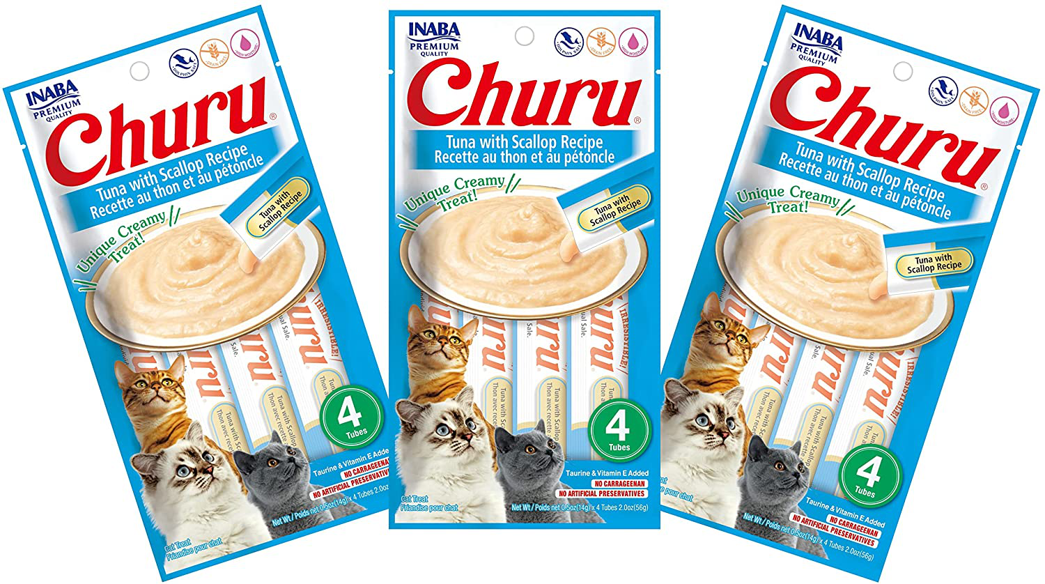 INABA Churu Tuna with Scallop Recipe Lickable Purée Natural Cat Treats 12 Tubes Animals & Pet Supplies > Pet Supplies > Cat Supplies > Cat Treats INABA   