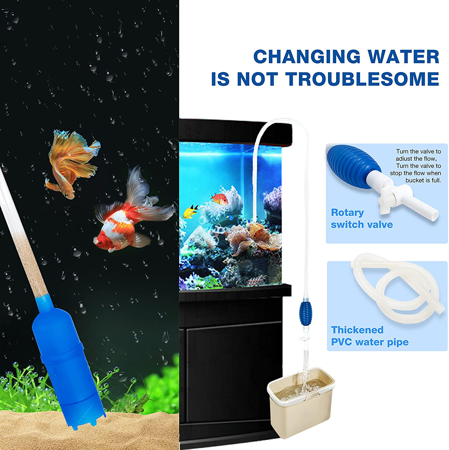 KOTTO Aquarium Fish Tank Clean Tools, 6 in 1 Adjustable Cleaning Kit & Fish Tank Gravel Cleaner Siphon for Water Changing and Sand Cleaner Animals & Pet Supplies > Pet Supplies > Fish Supplies > Aquarium Cleaning Supplies KOTTO   