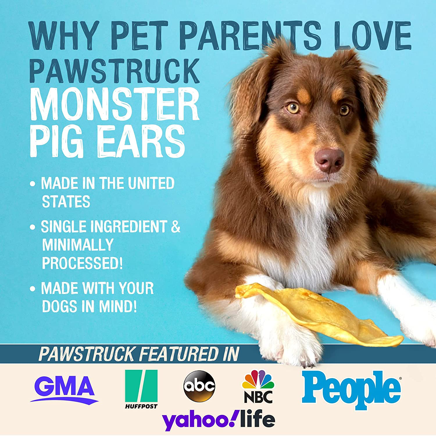 Monster Pig Ears for Dogs, Made in USA Dog Chews, Natural Rawhide Free Pork Treats, American Made Puffed Sow, Digestible Dog Treats, Cow Ear Alternative for All Breeds Animals & Pet Supplies > Pet Supplies > Small Animal Supplies > Small Animal Treats Pawstruck   