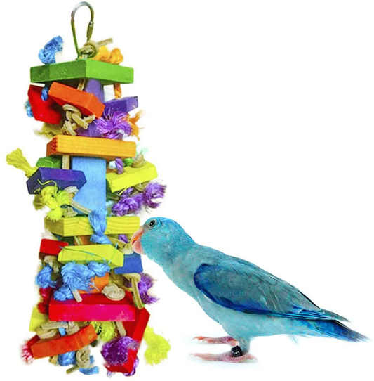 Meric Block Toy for House Birds, 12-Inches Tall 4-Inches Wide, Nibbling Keeps Beaks Trimmed, Preening Keeps Feathers Groomed, Edible, Food-Grade Multicolored Wooden Blocks, 1-Pc Animals & Pet Supplies > Pet Supplies > Bird Supplies > Bird Toys Meric   