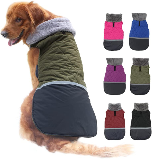 EMUST Reversible Dog Coat, Windproof Waterproof Dog Jacket for Cold Weather, Warm Dog Winter Clothes Apparel for Small Medium Large Dogs Animals & Pet Supplies > Pet Supplies > Dog Supplies > Dog Apparel EMUST Green XS(Back:10.43'';Chest:12.99''-14.96'') 