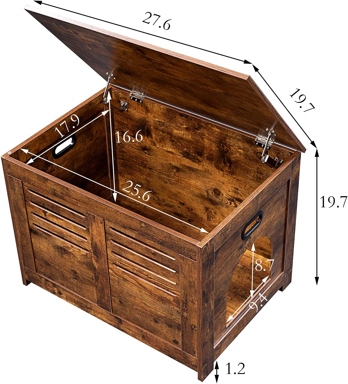 DINZI LVJ Litter Box Furniture, Flip Top Hidden Cat Washroom with Louvered Window, Entrance Can Be on Left/Right Side, Enclosed Cat Litter House Side Table for Most of Cat and Litter Box, Rustic Brown Animals & Pet Supplies > Pet Supplies > Cat Supplies > Cat Furniture DINZI LVJ   