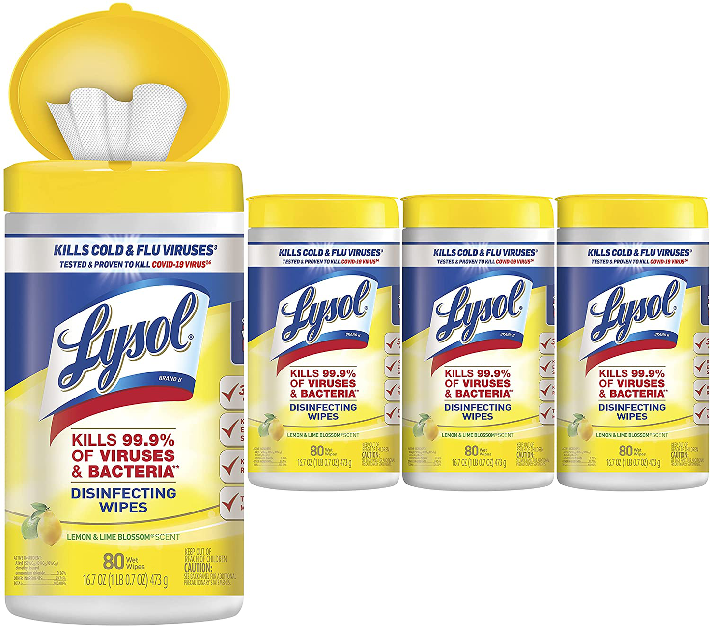 Lysol Disinfectant Wipes, Multi-Surface Antibacterial Cleaning Wipes, for Disinfecting and Cleaning, Lemon and Lime Blossom, 320 Count (Pack of 4) Animals & Pet Supplies > Pet Supplies > Dog Supplies > Dog Treadmills Lysol   