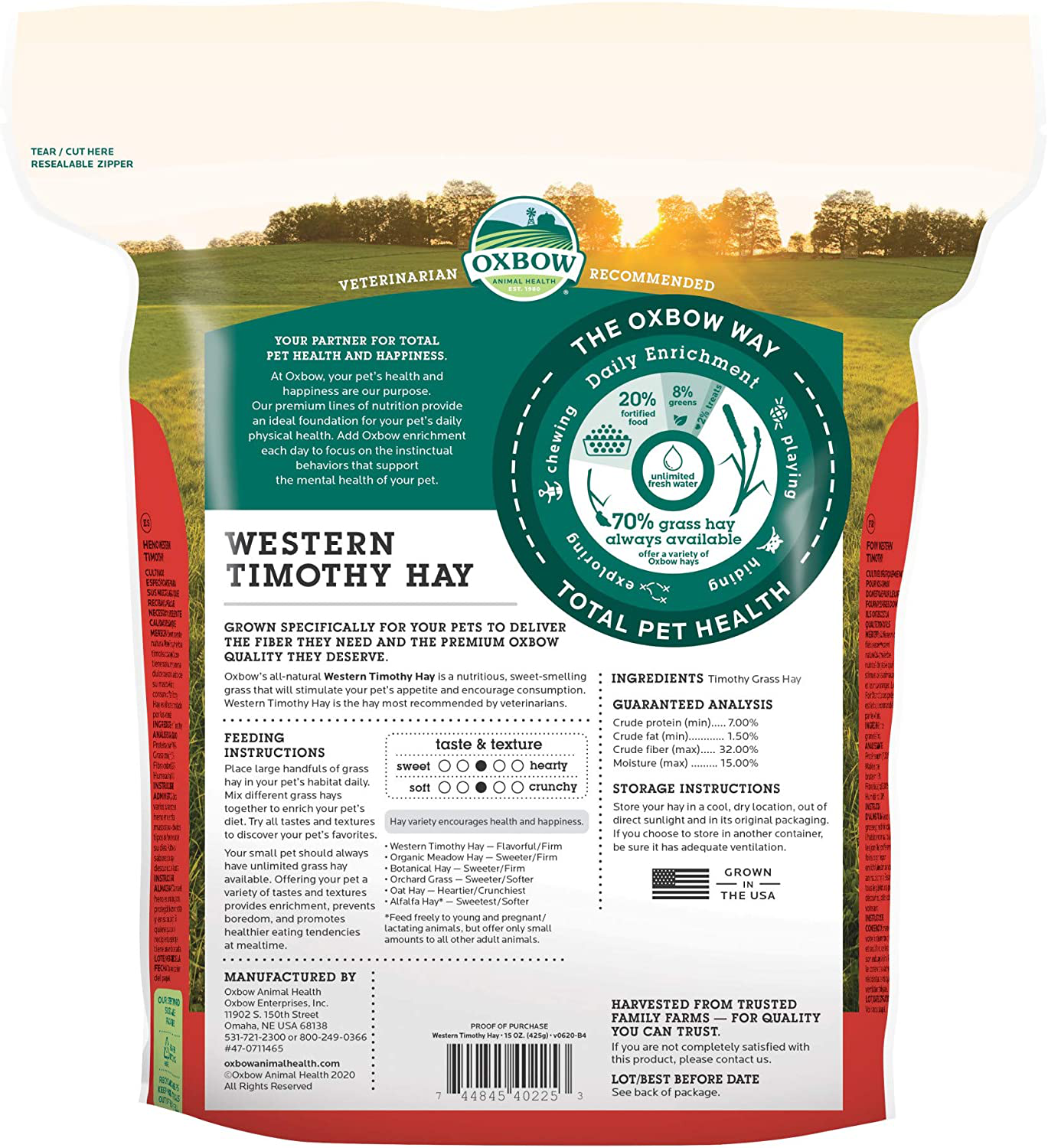 Oxbow Animal Health Western Timothy Hay - All Natural Hay for Rabbits, Guinea Pigs, Chinchillas, Hamsters & Gerbils Animals & Pet Supplies > Pet Supplies > Small Animal Supplies > Small Animal Bedding Oxbow Animal Health LLC   