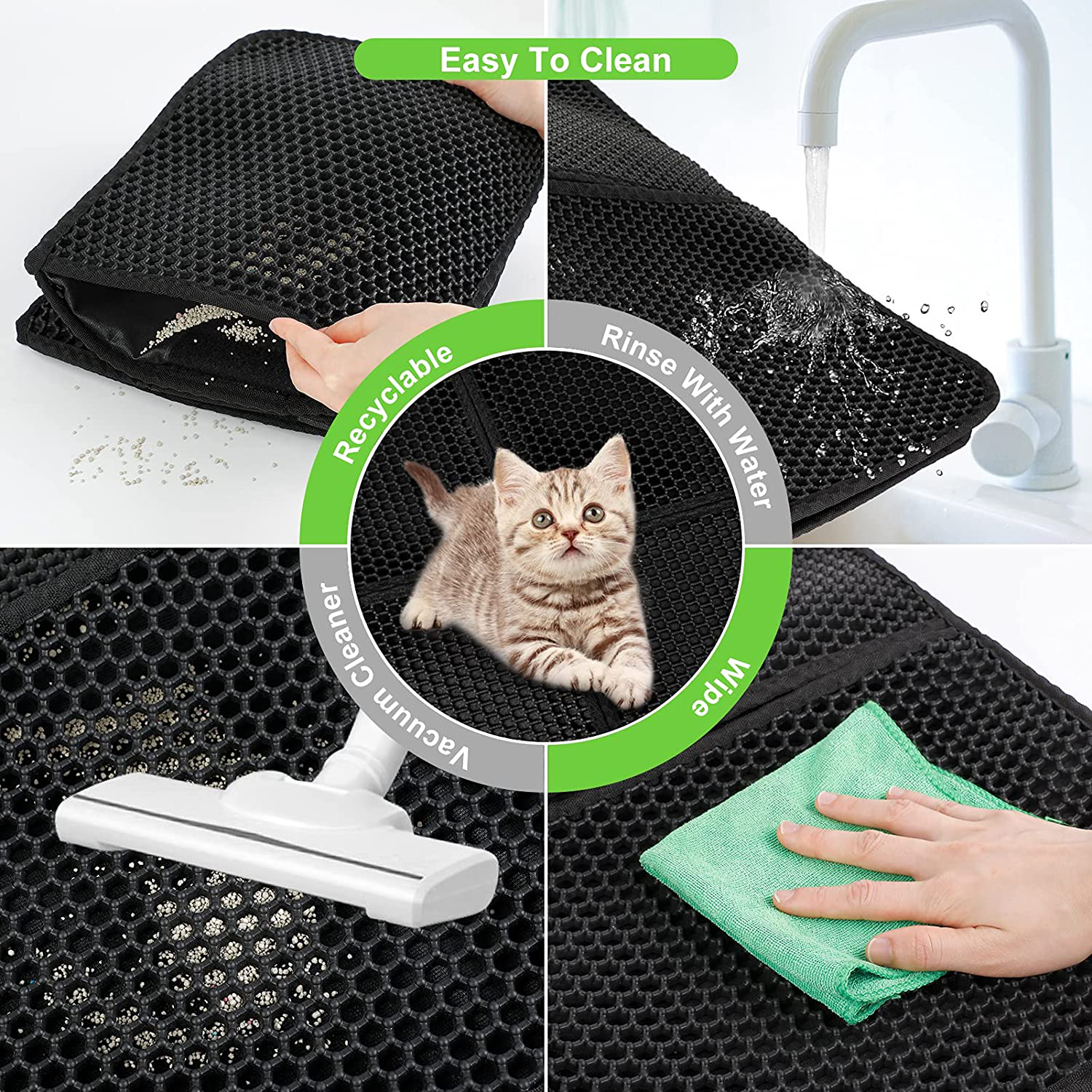 Dorakitten Cat Litter Mat Litter Box Mats Kitty Large Litter Trapping Foldable Mats Honeycomb Urine-Proof Waterproof Tracking Pad Cat Litter Catcher Rug with Pan Bags Animals & Pet Supplies > Pet Supplies > Cat Supplies > Cat Litter Box Mats Dorakitten   