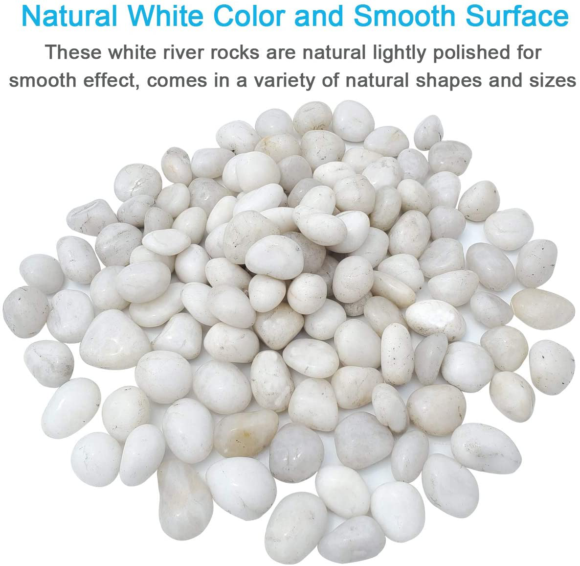 M--Jump 2 Pounds 1" - 2" Gravel Size Natural Decorative Stones Polished White Pebbles Use in Glassware, like Vases, Aquariums and Terrariums to Enhance the Appearance Animals & Pet Supplies > Pet Supplies > Fish Supplies > Aquarium Gravel & Substrates M--jump   