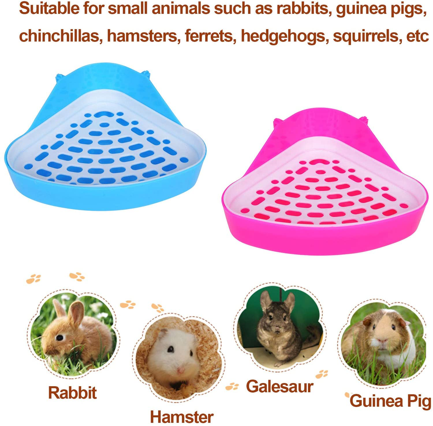 Kathson Triangle Potty Trainer Corner Bunny Toilet Guinea Pig Litter Bedding Plastic Box Pet Pan for Rabbit Chinchilla Hamster Ferret Small Animal(Pink) Animals & Pet Supplies > Pet Supplies > Small Animal Supplies > Small Animal Bedding kathson   