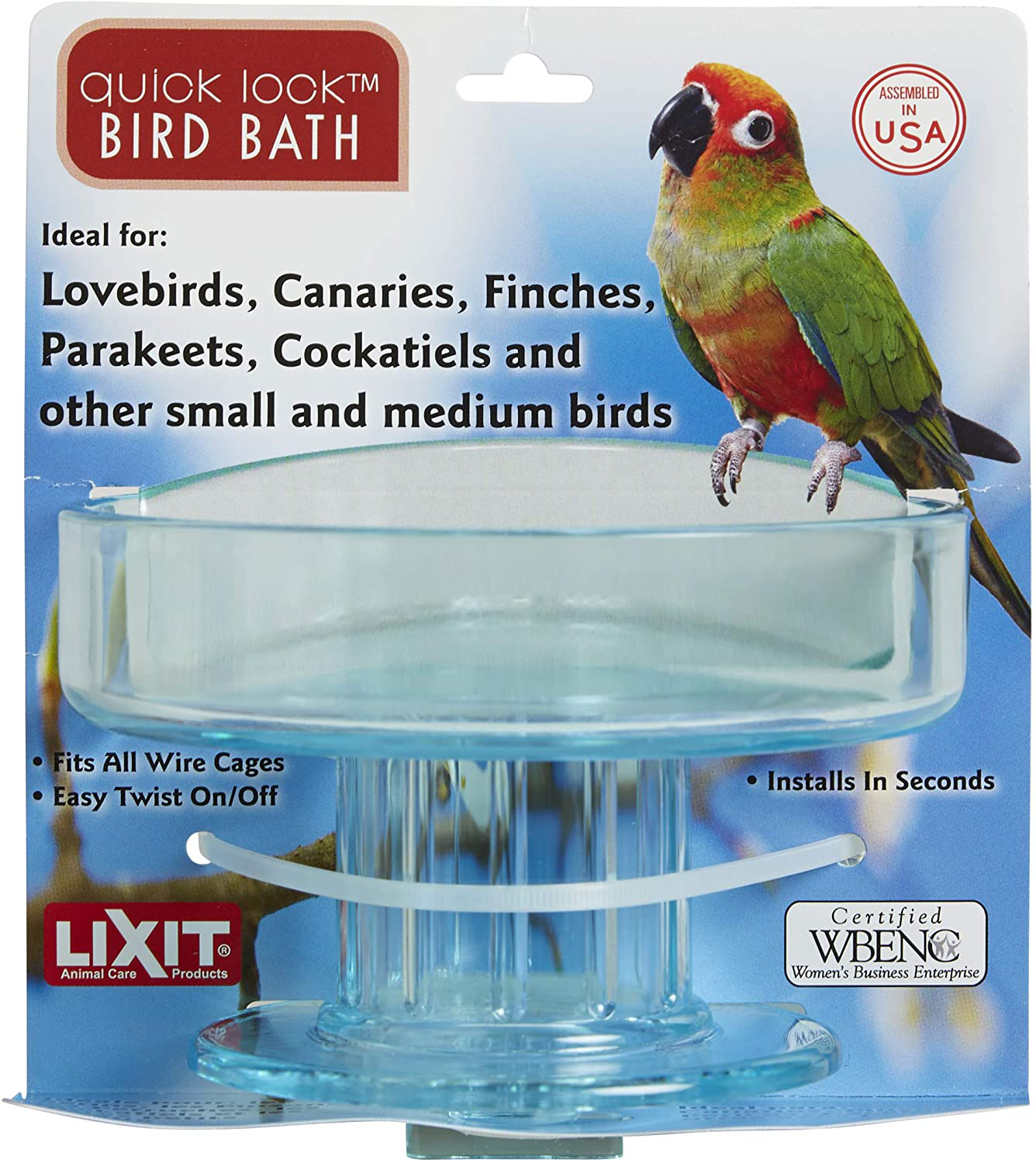 Lixit Quick Lock Bird Cage Bath for Lovebirds, Canaries, Finches, Parakeets, and Cockatiels and Other Small to Medium Feathered Friends Animals & Pet Supplies > Pet Supplies > Bird Supplies > Bird Cage Accessories Lixit   