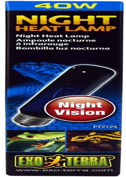 Exo Terra Night Glo Moonlight Heat Lamp, T10 Reptile Terrarium Light Bulb, 40 Watts, PT2124A1