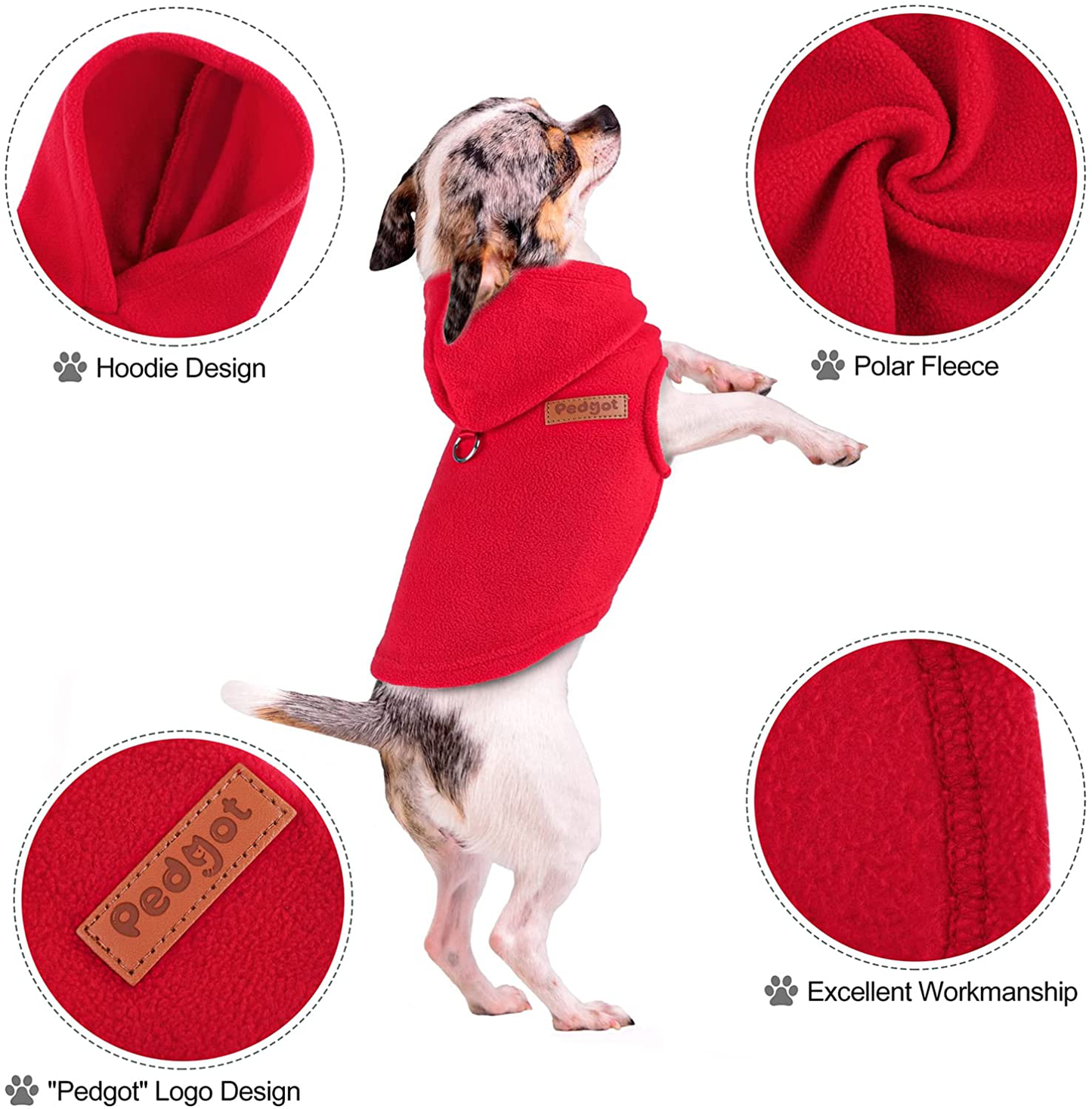 Pedgot 2 Pieces Dog Fleece Vest Hoodie Warm Dog Apparel Clothes Pet Sweater Vest Dog Pullover for Indoor and Outdoor Winter Use