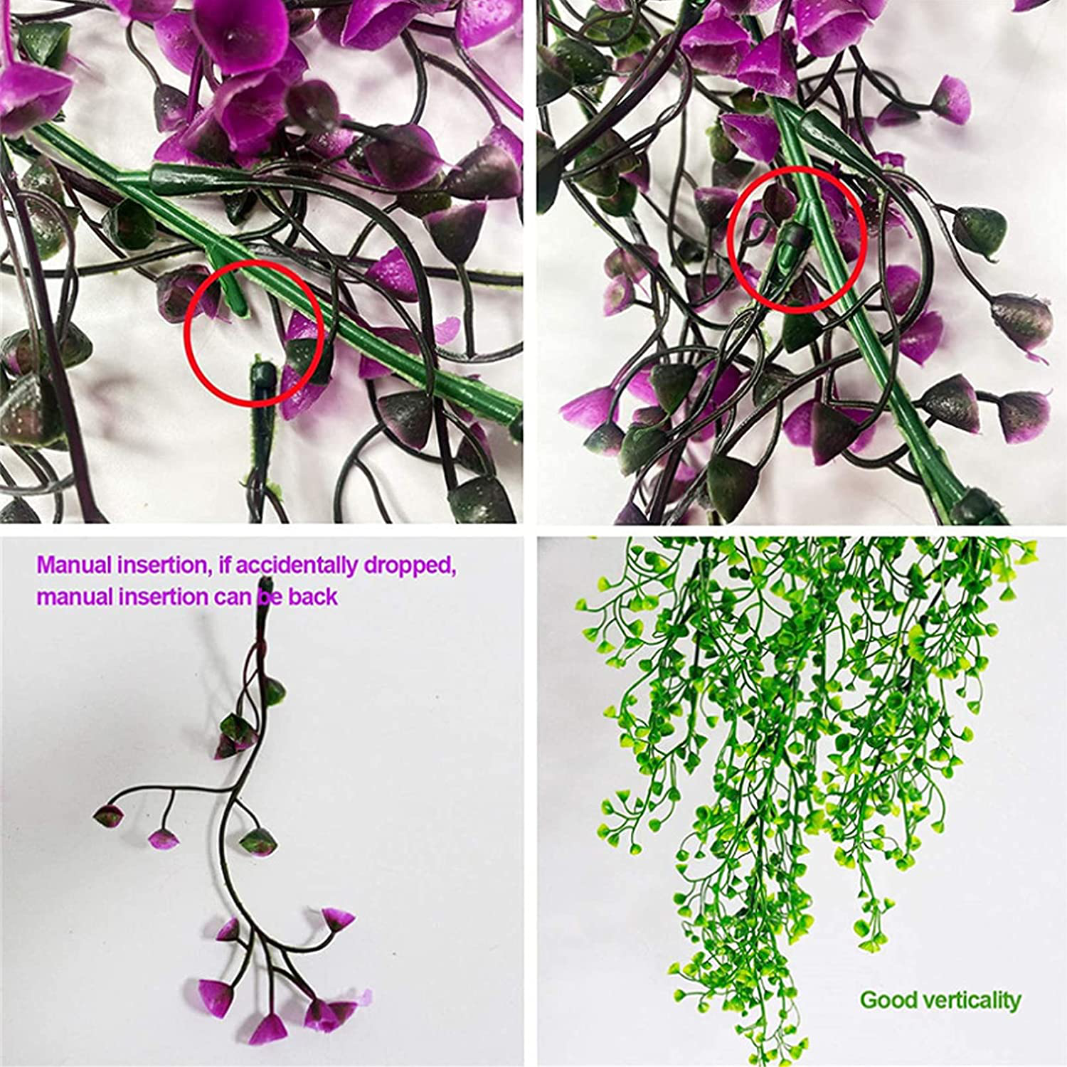 Hamiledyi Reptile Plants Hanging Fake Vines Climbing Terrarium Plant Kit with Suction Cup Amphibian Tank Habitat Decorations for Hermit Crabs Snakes Bearded Dragons Chameleons Frogs Lizards Geckos