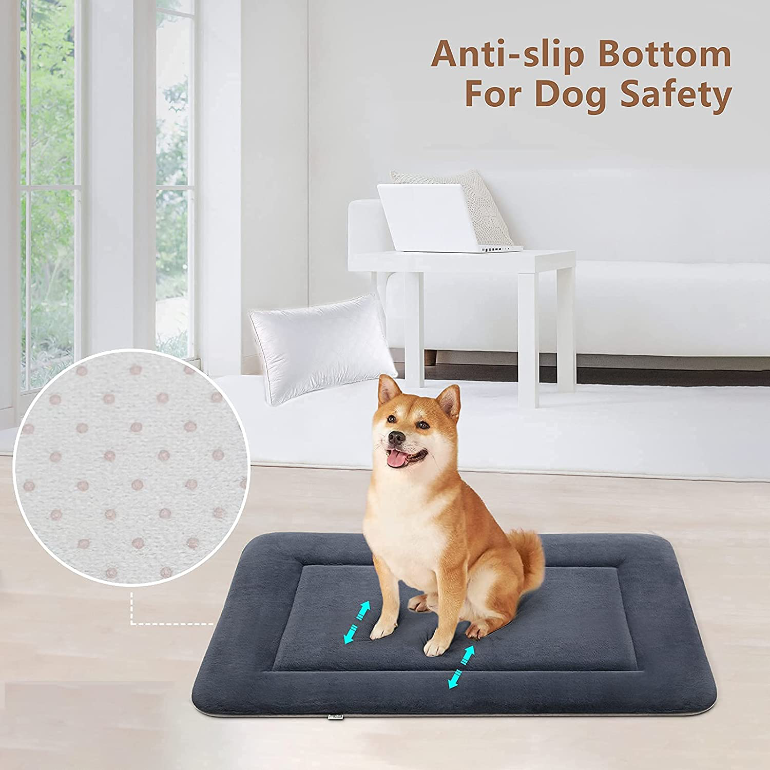 Magic Dog Soft Dog Bed Crate Pad Dog Mat for Medium, Large, and Extra Large Dogs, Machine Washable Pet Beds with Non-Slip Bottom, Multiple Colors