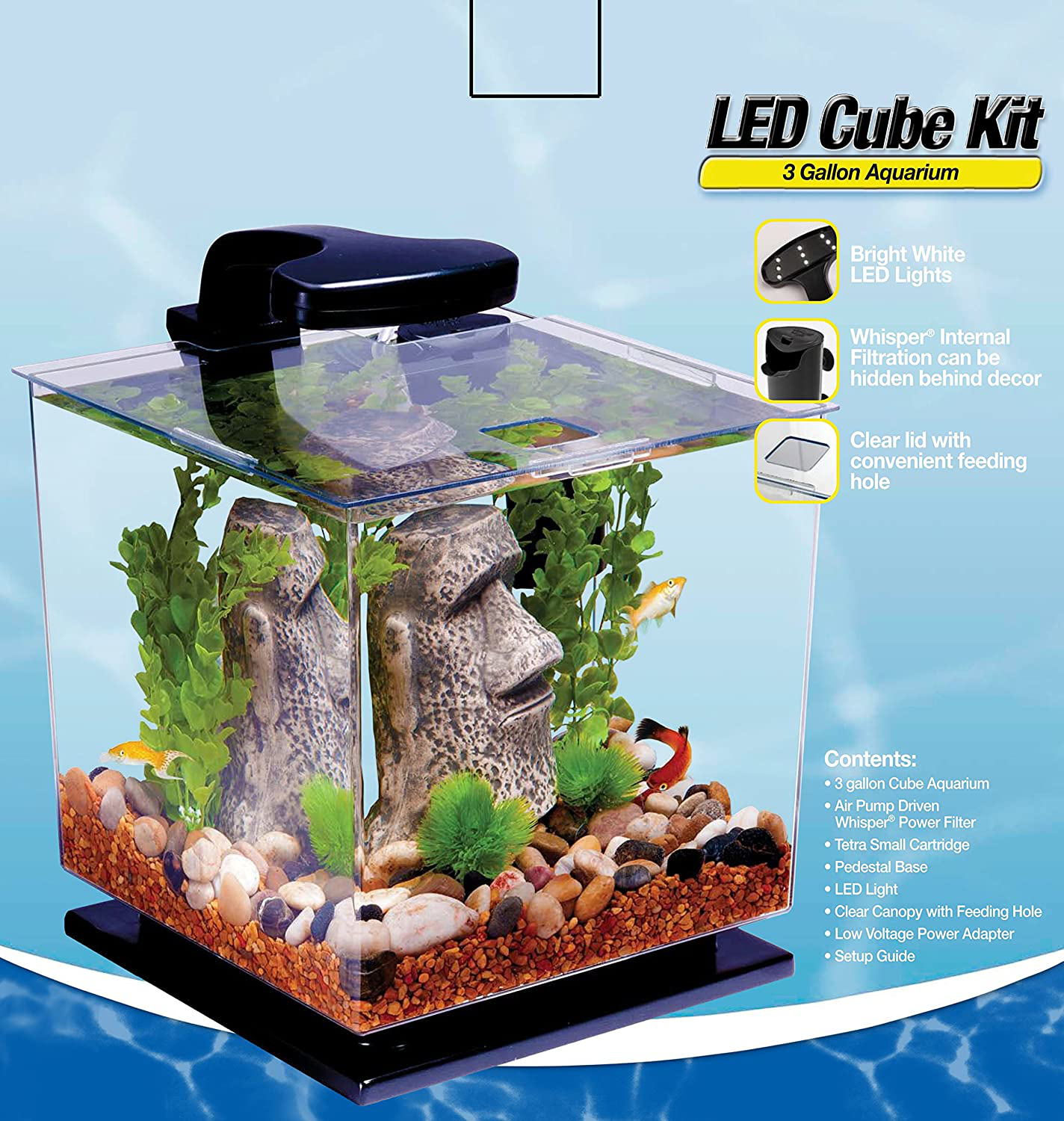 Tetra LED Cube Shaped 3 Gallon Aquarium with Pedestal Base Animals & Pet Supplies > Pet Supplies > Fish Supplies > Aquarium Filters Tetra   