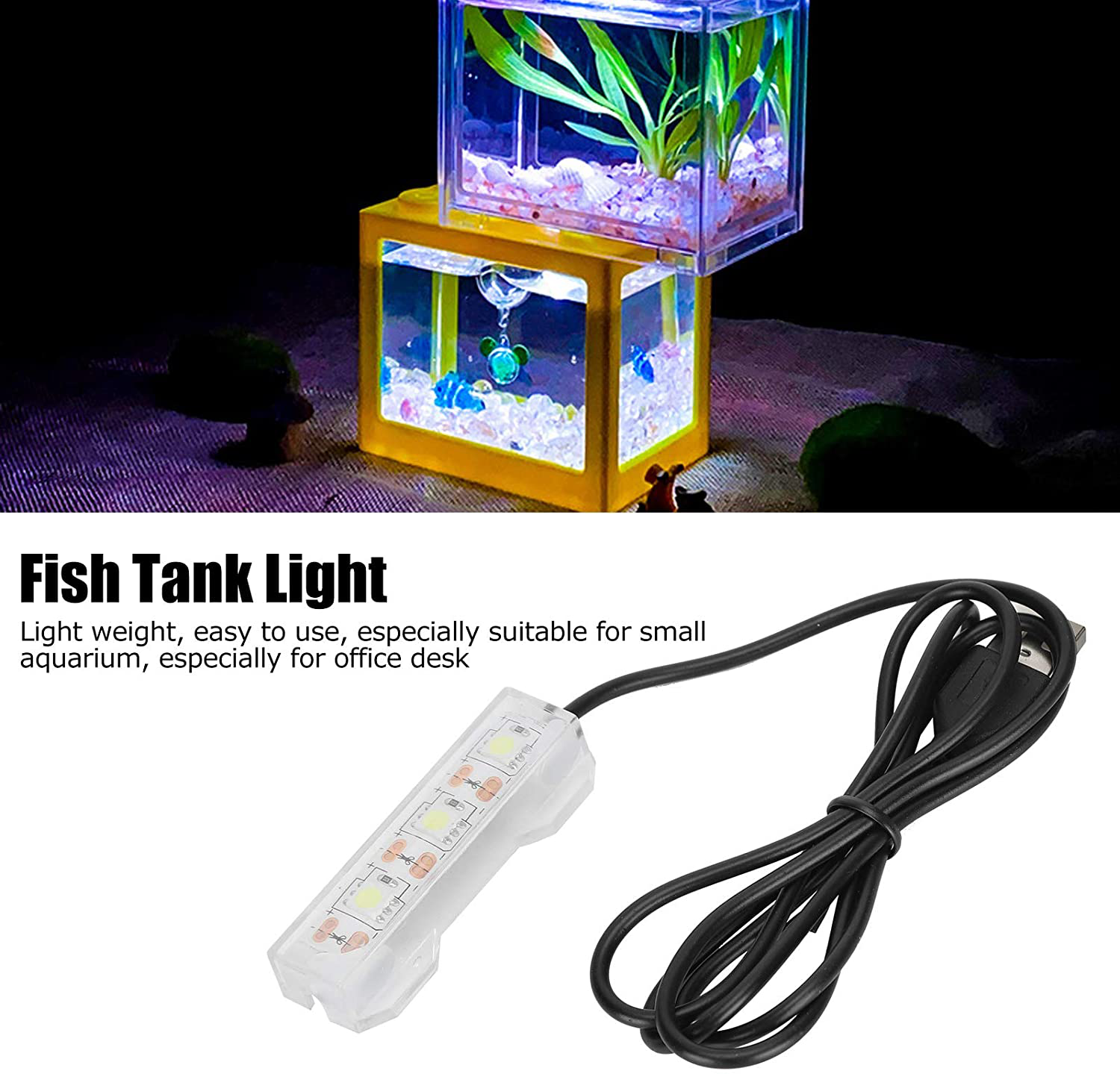Henghuasm Small Aquarium Water Plant Light, Desktop Fish Tank,Small Aquarium Light, Mini Decoration Soft Led Lamp,Can Also Be Used for Daily Lighting