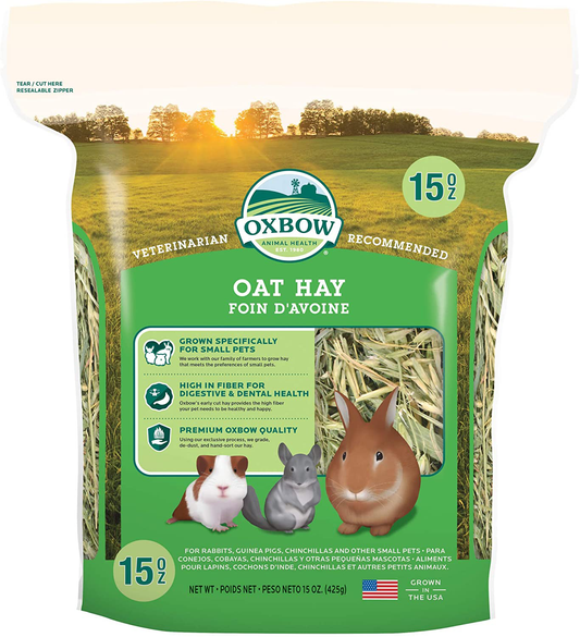 Animal Health Oat Hay - All Natural Hay for Rabbits, Guinea Pigs, Chinchillas, Hamsters & Gerbils - 15 Animals & Pet Supplies > Pet Supplies > Small Animal Supplies > Small Animal Food Oxbow 15 Ounce (Pack of 1)  