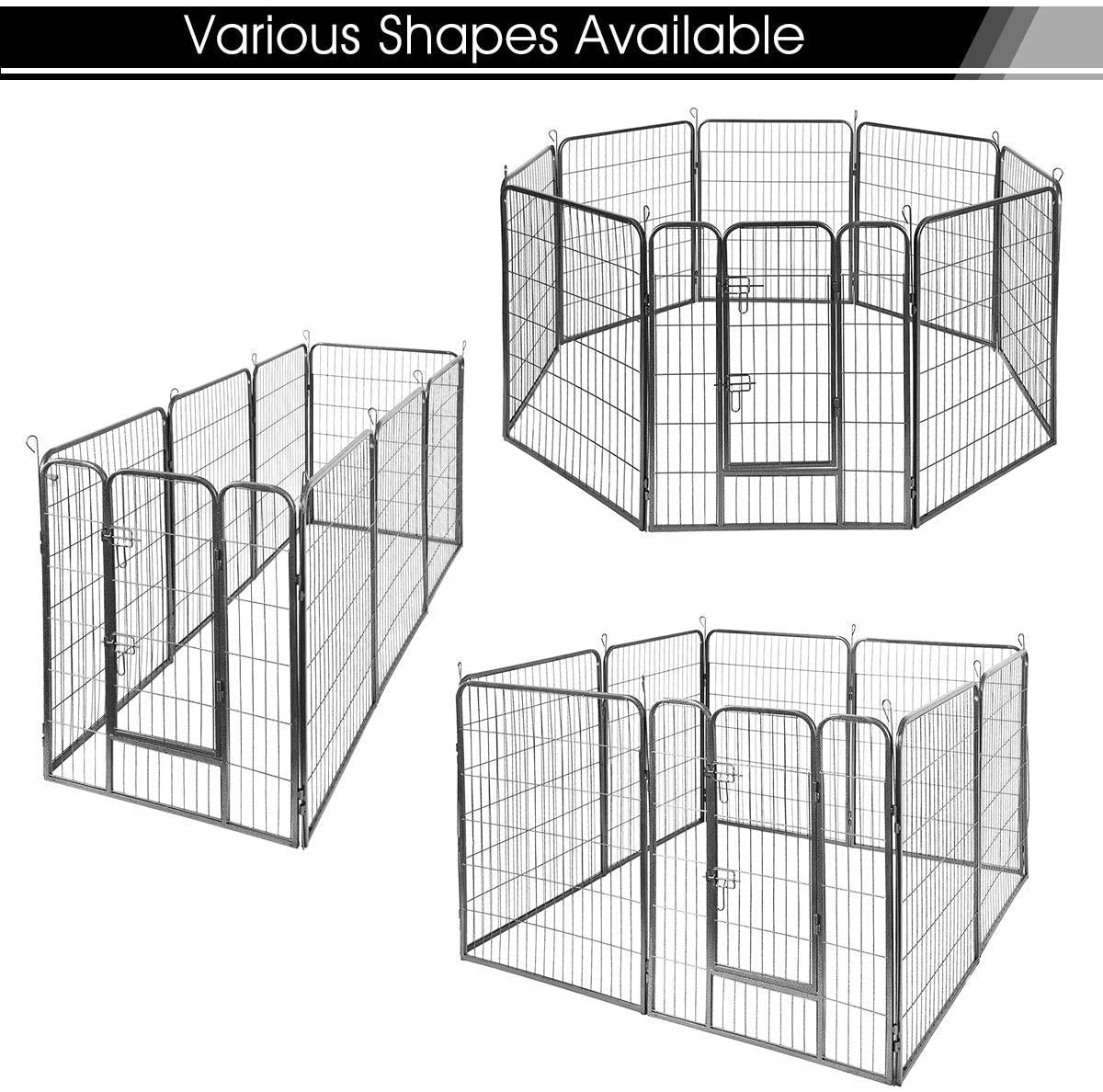 Giantex 40/48Inch Dog Playpen with Door, 16/8 Panel Pet Playpen for Large and Small Dogs, Portable Foldable Freestanding Dog Exercise Pens, Metal Dog Playpen Indoor & Outdoor (16 Panels, 40) Animals & Pet Supplies > Pet Supplies > Dog Supplies > Dog Treadmills Giantex   