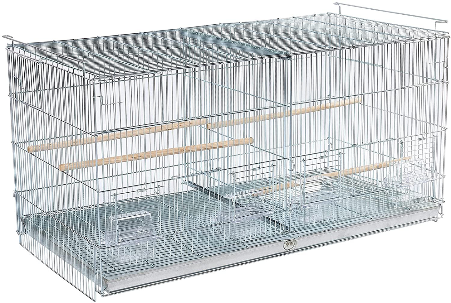 Combo: 4 Galvanized Stack and Lock Double Breeder Cage Bird Flight Breeding Cage with Removable Divider and Breeder Doors 4 of 26.5" X 11" X 15"H Cages with Rolling Stand Black Animals & Pet Supplies > Pet Supplies > Bird Supplies > Bird Cages & Stands Mcage   