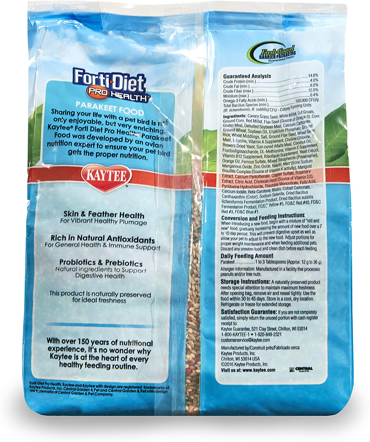 Kaytee Forti-Diet Pro Health Parakeet Food Animals & Pet Supplies > Pet Supplies > Bird Supplies > Bird Treats Kaytee   