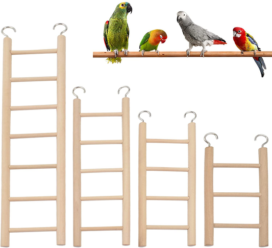 Bird Toys Wooden Ladder, 4 Sizes Parakeet Toys Wood Ladder, Natural Wooden Step Ladder Bird Ladder, Bird Climbing Toys Bird Toys for Parakeets, Parrots, Cockatoo and Lovebirds Animals & Pet Supplies > Pet Supplies > Bird Supplies > Bird Cage Accessories ANYI   