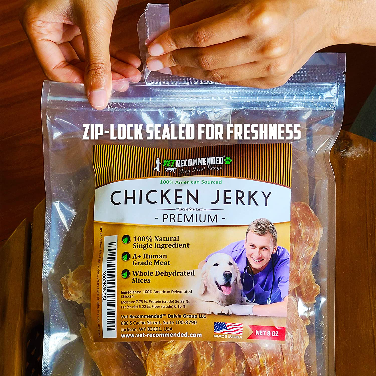 Vet Recommended - Chicken Jerky for Dogs - Giant 8Oz Bag | All Natural Dog Treats - Single Ingredient - No Fillers or Preservatives - Whole Dehydrated Chicken; Not Formed - Made in USA Animals & Pet Supplies > Pet Supplies > Dog Supplies > Dog Treats Vet Recommended   