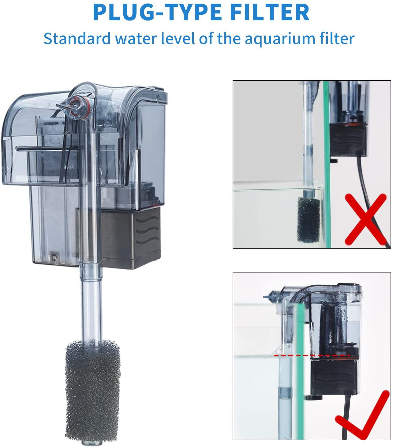 Boxtech Aquarium Hang on Filter - Power Waterfall Suspension Oxygen Pump - Submersible Hanging Activated Carbon Biochemical Wall Mounted Fish Tank Filtration Water Animals & Pet Supplies > Pet Supplies > Fish Supplies > Aquarium Filters boxtech   