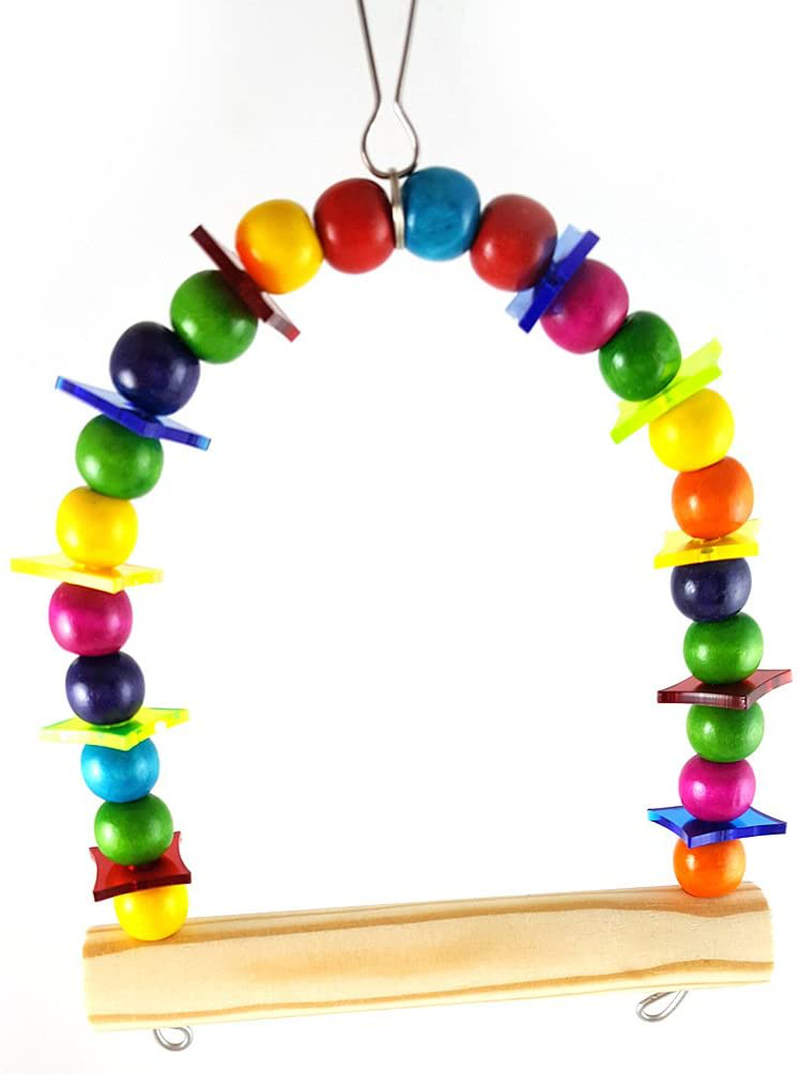 Litewood Colorful Wooden Bird Swing Toy Wood Parrot Perch Stand Play Gym for Small Parakeets Budgies Cockatiels Conures Cage Accessories Swings to Balance Exercise Training Animals & Pet Supplies > Pet Supplies > Bird Supplies > Bird Gyms & Playstands Litewood   