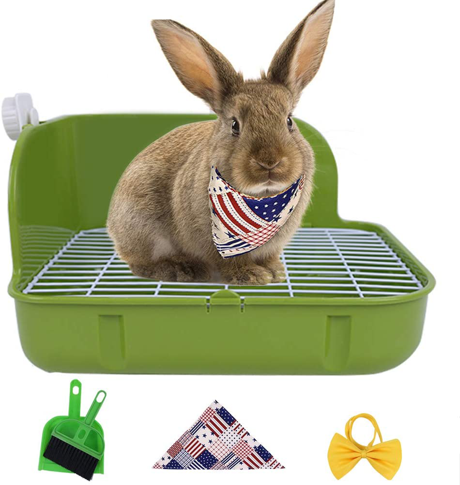 Humorous.P Rabbit Litter Box - Pet Corner Litter Box Cage Potty Trainer Rectangular Plastic Material Animals & Pet Supplies > Pet Supplies > Small Animal Supplies > Small Animal Bedding Humorous.P Green  