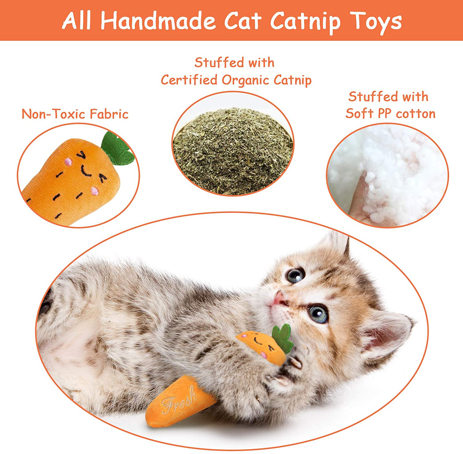 ETEKYER Catnip Toys, Cat Toys, Cat Toys for Indoor Cats, Catnip Toys for Cats, Cat Toys with Catnip, Interactive Cat Toy, Cat Chew Toy, Cat Pillow Toys, Cat Toys for Kittens Kitty Animals & Pet Supplies > Pet Supplies > Cat Supplies > Cat Toys ETEKYER   