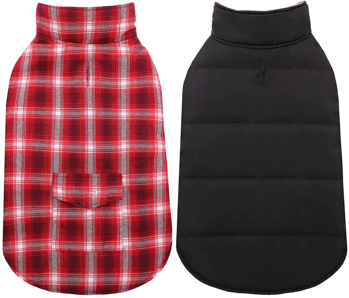 Kuoser Dog Winter Coat, Cozy Reversible British Style Plaid Dog Vest Winter Coat, Waterproof Windproof Warm Dog Apparel for Cold Weather Dog Jacket for Small Medium Large Dogs with Furry Collar (XS-3XL) Animals & Pet Supplies > Pet Supplies > Dog Supplies > Dog Apparel Kuoser Red Large (pack of 1) 