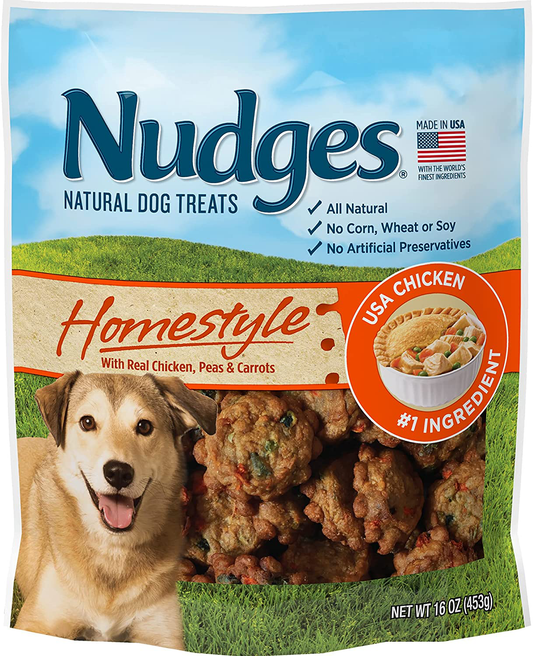 Nudges Natural Dog Treats Homestyle Made with Real Chicken, Peas, and Carrots