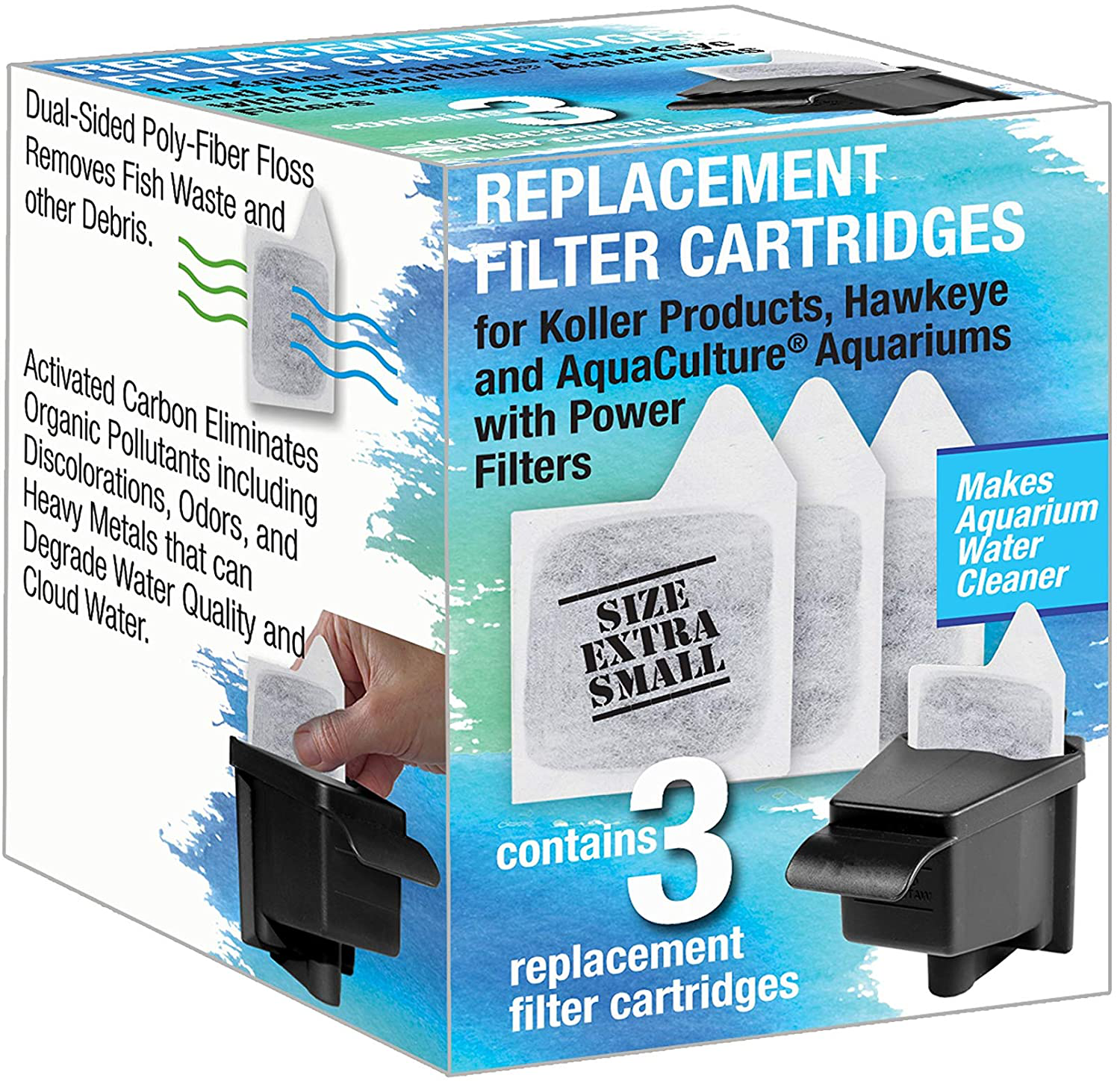 Koller Products Replacement Filter Cartridges - XS, 3-Pack, White Animals & Pet Supplies > Pet Supplies > Fish Supplies > Aquarium Filters Koller Products   