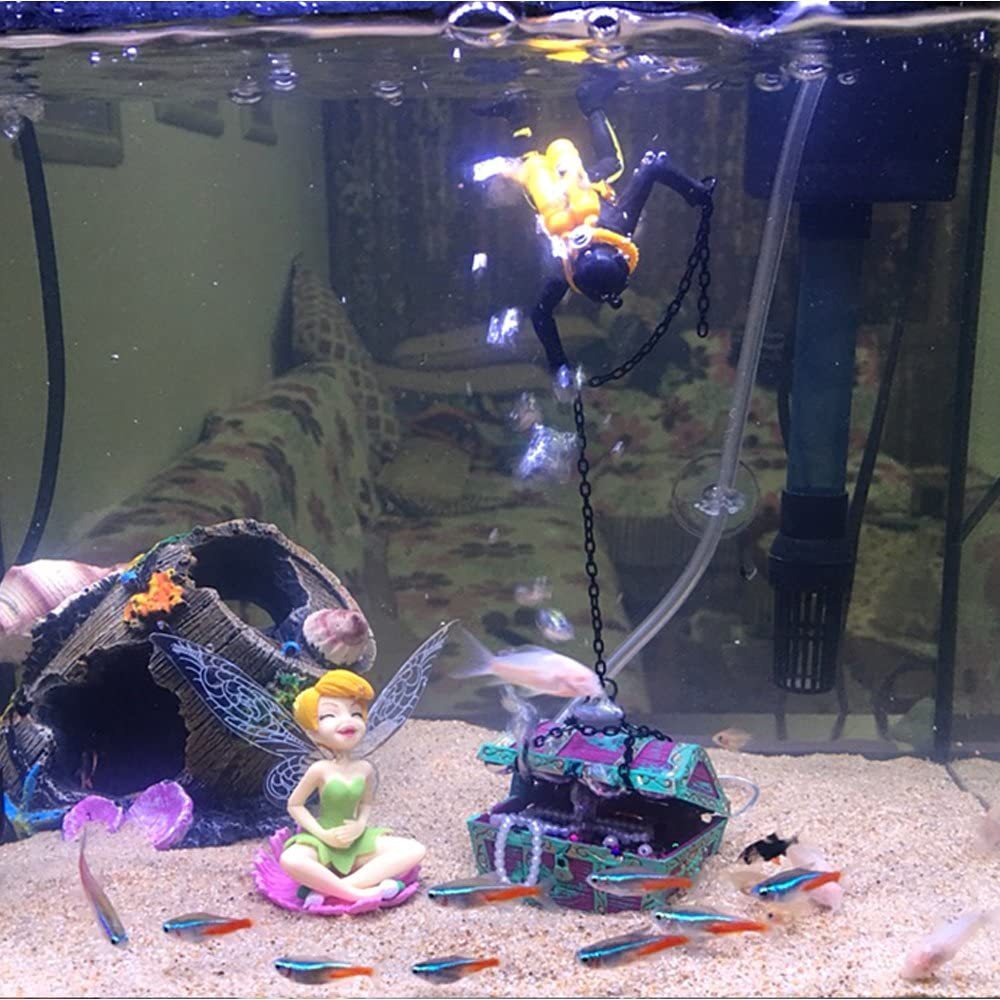 Bestgle Action Aquarium Ornament, Undersea Treasure Chest Diver, Live-Action Aerating Fish Tank Decorations Animals & Pet Supplies > Pet Supplies > Fish Supplies > Aquarium Decor Bestgle   