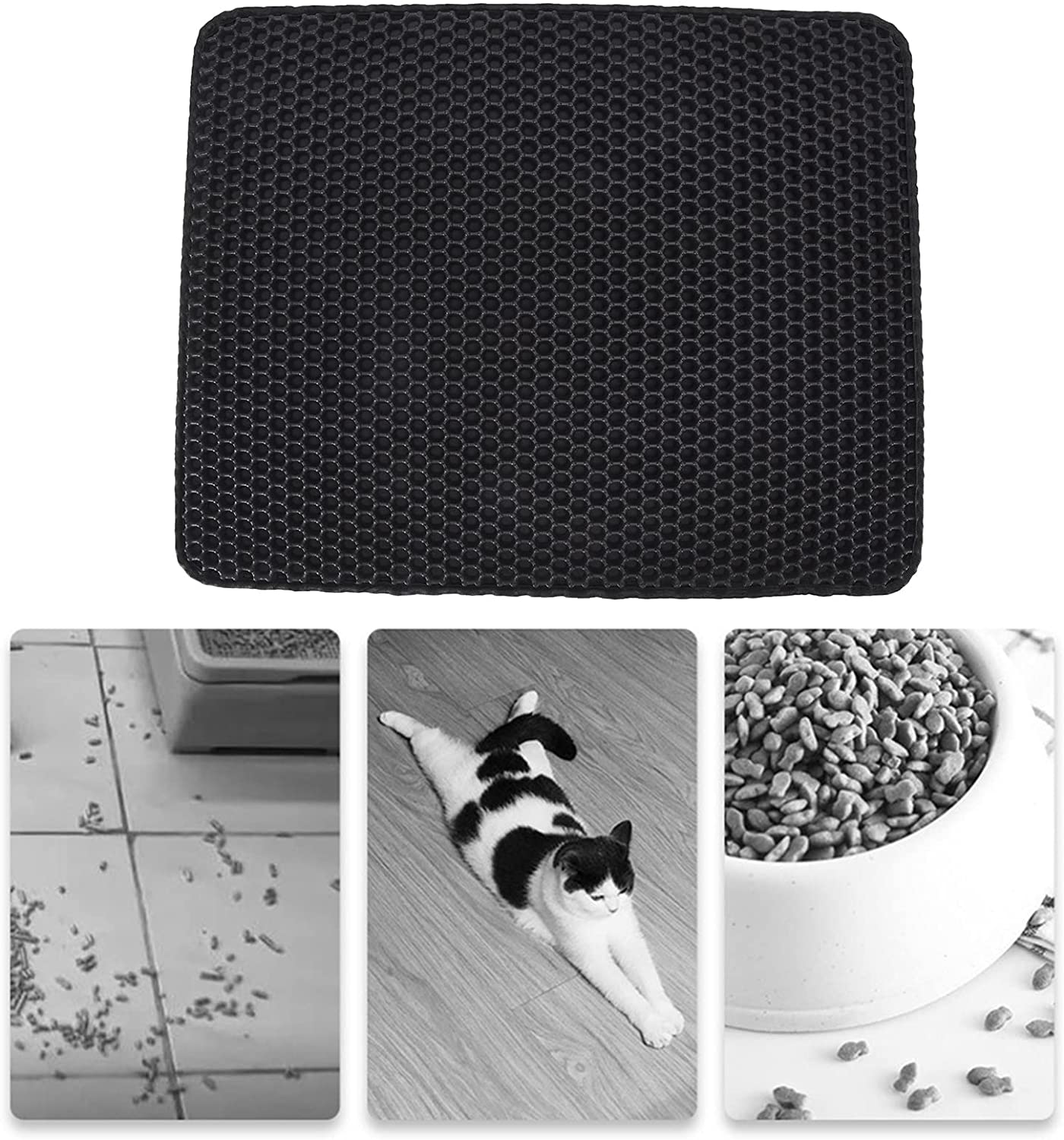 Binyalir Cat Litter Mat Litter Trapping Mat, Honeycomb Double Layer Design Cat Litter Mat EVA anti Slip Double Layer Scatter Control Cat Litter Trapping Pad for Litter Boxes Animals & Pet Supplies > Pet Supplies > Cat Supplies > Cat Litter Box Mats Binyalir   