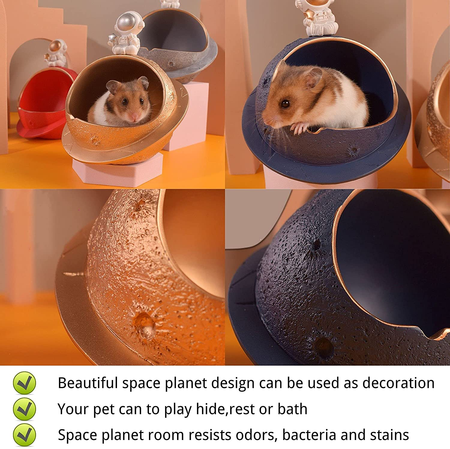 Janyoo Hamster Hideout,Rathut Dwarf Hamster House Bed Chinchilla for Gerbils Mice Small Animal Cage Habitat Decor Resin Room