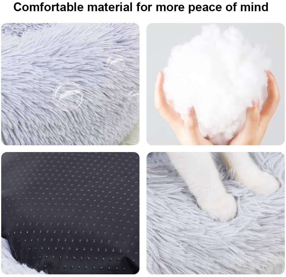 Cat Beds for Indoor Cats, round Donut Washable Cat Bed,Fluffy Calming Self Warming Soft Donut Cuddler Cushion Pet Bed for Small Dogs Kittens,Non-Slip
