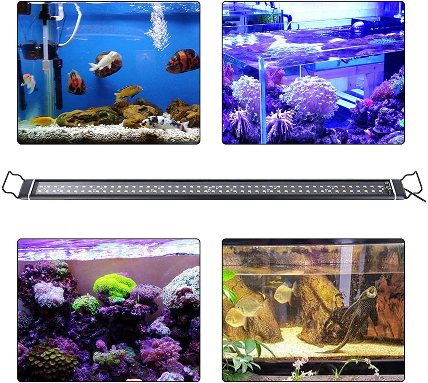 Extendable Full-Spectrum Aquarium Light 50000H Lighting Fish Tank Light, Live Fish Freshwater LED Light, Adjustable Brightness & Lighting Time (30Inch) Animals & Pet Supplies > Pet Supplies > Fish Supplies > Aquarium Lighting DEYIOU 46inch  