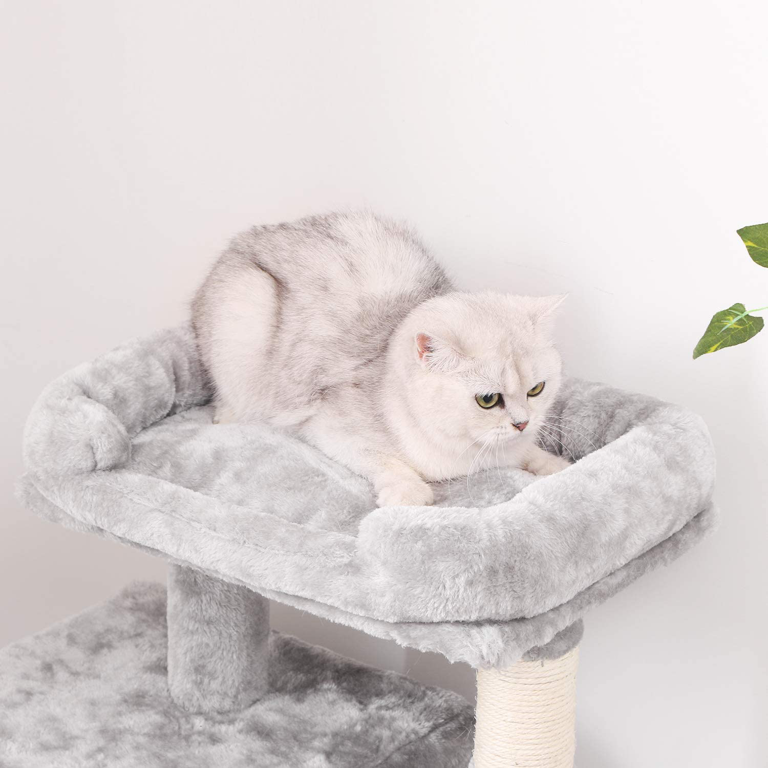 BEWISHOME Cat Tree Condo with Sisal Scratching Posts, Plush Perch, Dual Houses and Basket, Cat Tower Furniture Kitty Activity Center Kitten Play House MMJ06 Animals & Pet Supplies > Pet Supplies > Cat Supplies > Cat Furniture BEWISHOME   