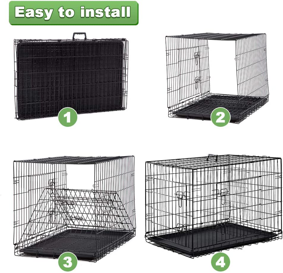 Bestpet 24,30,36,42,48 Inch Dog Crates for Large Dogs Folding Mental Wire Crates Dog Kennels Outdoor and Indoor Pet Dog Cage Crate with Double-Door,Divider Panel, Removable Tray and Handle Animals & Pet Supplies > Pet Supplies > Dog Supplies > Dog Kennels & Runs BestPet   