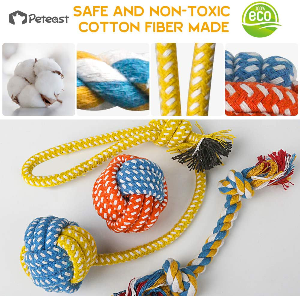 Peteast-3 Squeaky Toys and 3 Rope Dog Toys, No Stuffing Squeaky Plush Fox Raccoon Squirrel, Puppy Chew Teething Rope Toys Set for S/M/L Dogs Pets Animals Animals & Pet Supplies > Pet Supplies > Dog Supplies > Dog Toys Peteast   