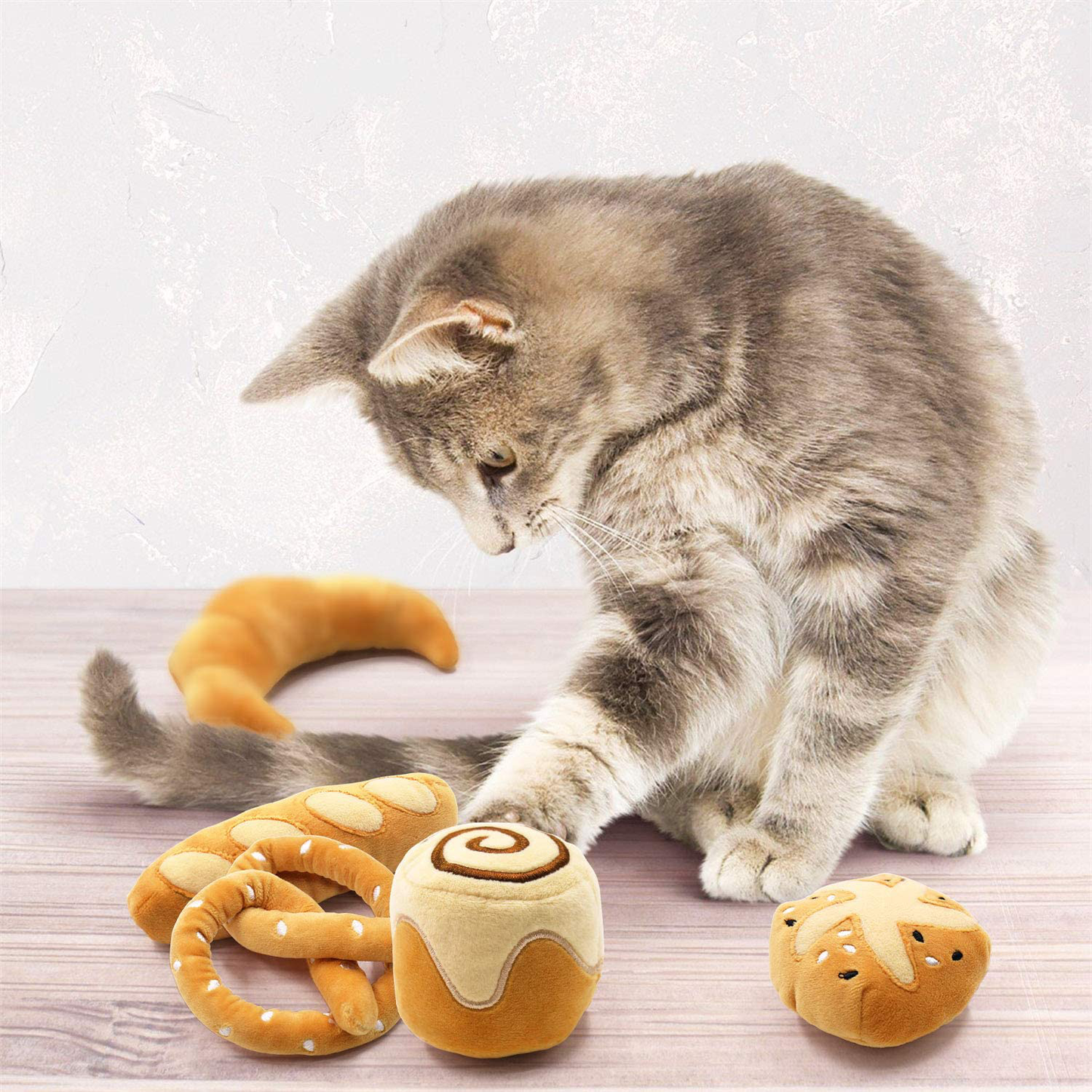 Bread Catnip Toys Kitten Interactive Toys for Cat Lover Gifts Kitty Chew Bite Kick Toys Supplies Baguette Croissant Pretzel Toast Bun Cinnamon Roll Plush Catmint Pet Presents Set of 6 Animals & Pet Supplies > Pet Supplies > Cat Supplies > Cat Toys CiyvoLyeen   