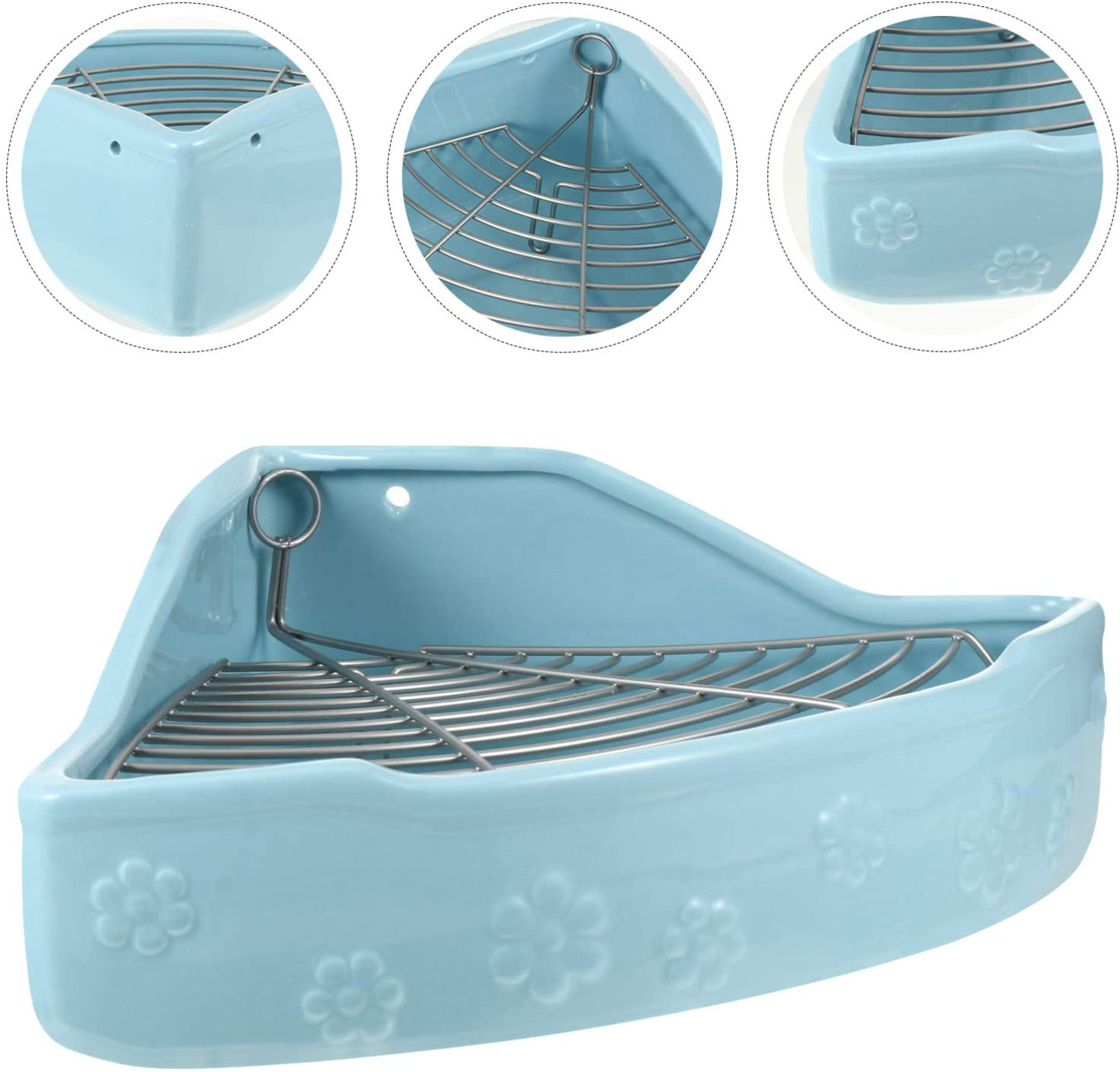 Balacoo Small Animal Litter Cage Ceramic Triangle Potty Trainer Corner Litter Bedding Box Pet Pan for Rabbit Bunny Chinchilla Ferret Guinea Pig Hamster Animals & Pet Supplies > Pet Supplies > Small Animal Supplies > Small Animal Bedding balacoo   